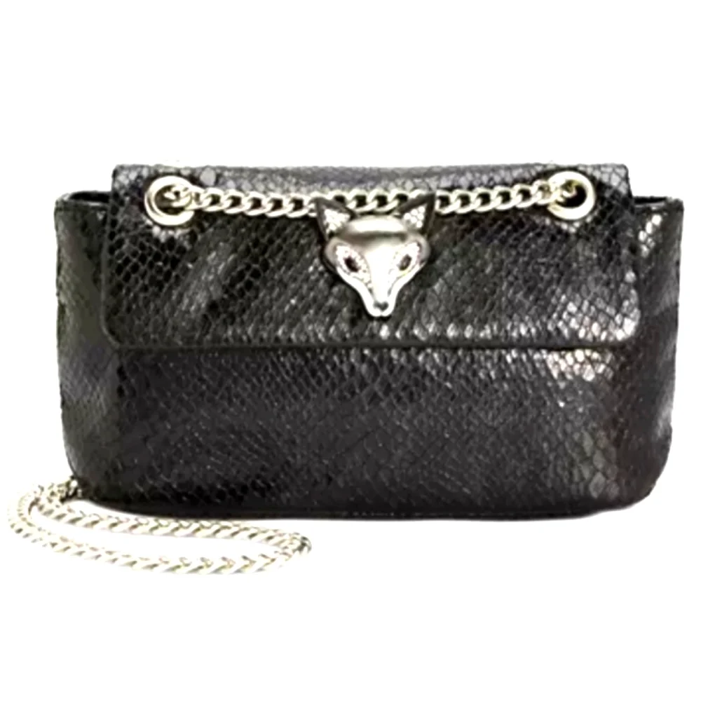 Betsey Johnson Slither & Shine Snake Embossed Crossbody Black Bag Rare NWT